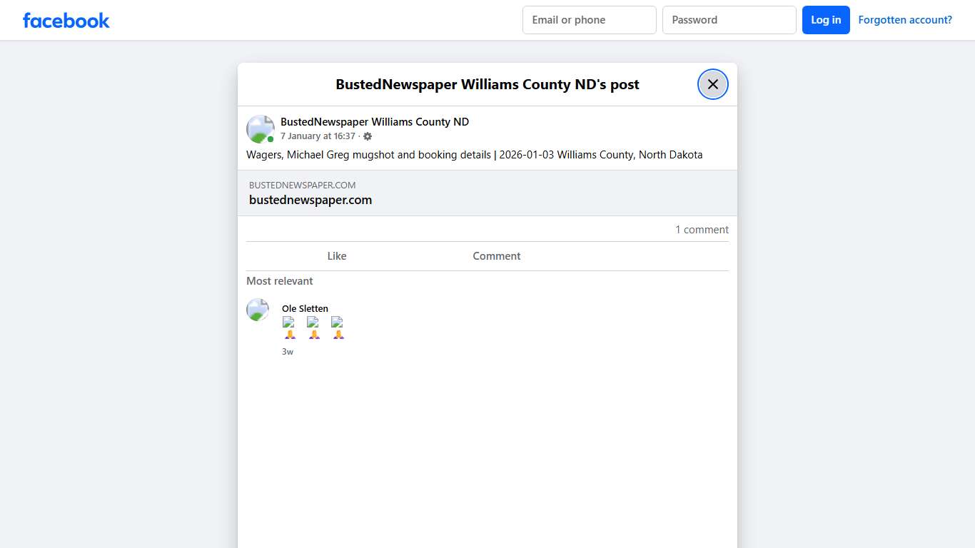 Wagers, Michael Greg... - BustedNewspaper Williams County ND Facebook