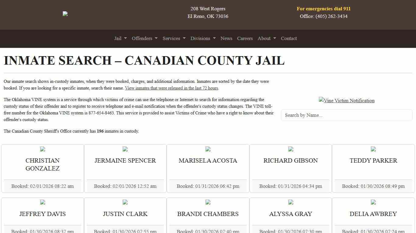 Inmate Search Canadian County Sheriff's Office
